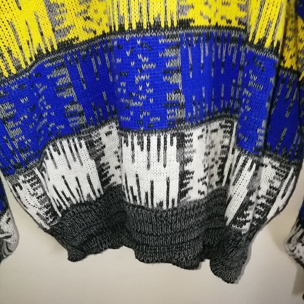 𝅺VINTAGE Y2K Primary Multicolored Stripes Knitted Crewneck Sweater Size XL - Picture 6 of 13